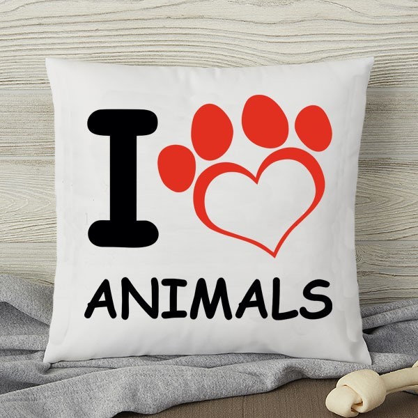 I Love Animals Yastık, hayvanlara özel yastık,resimli yastık